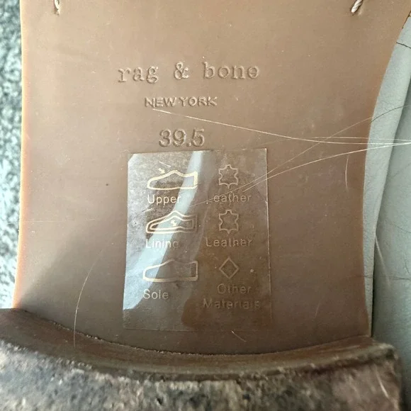 Rag & Bone White Leather Penny Loafers Size 39.5 Gathered Toe Stacked Heel Flats - Picture 9 of 9